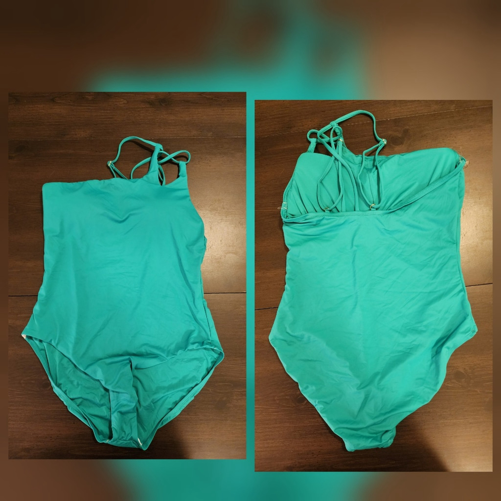 La Blanca One piece Swimsuit Bathing Suit 16 Emerald Forest Green Tummy Control - Picture 16 of 16